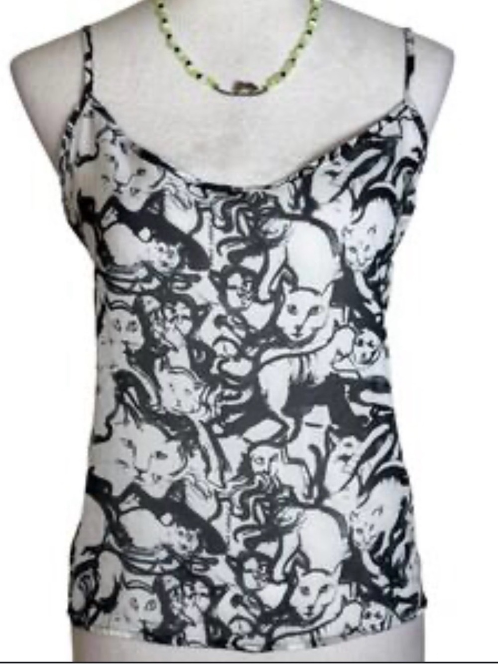 CUTE American Apparel Cat Cropped Camisole Black White SMALL